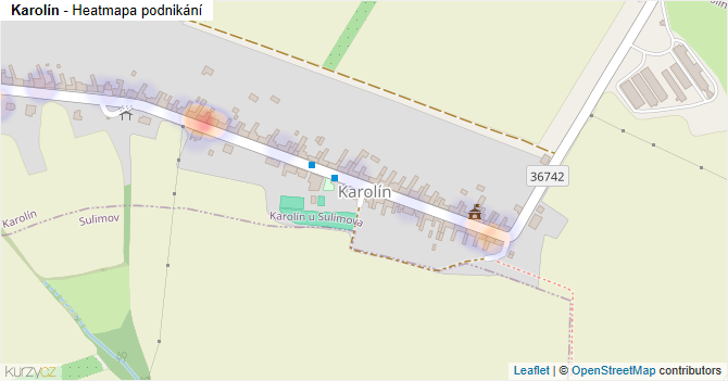 Karolín - mapa podnikání