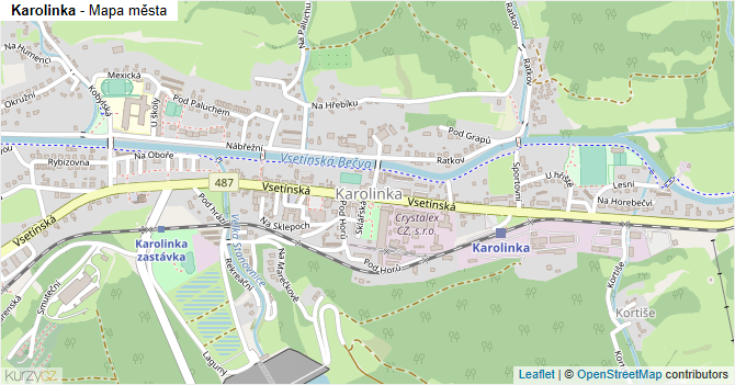 Karolinka - mapa města