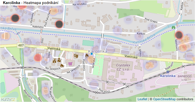 Karolinka - mapa podnikání