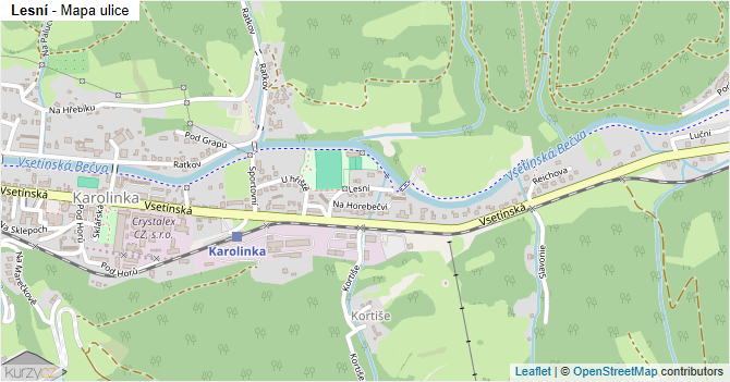 Lesní - mapa ulice
