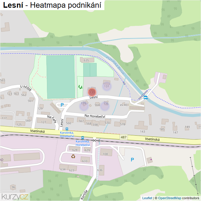 Mapa Lesní - Firmy v ulici.