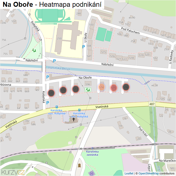 Mapa Na Oboře - Firmy v ulici.