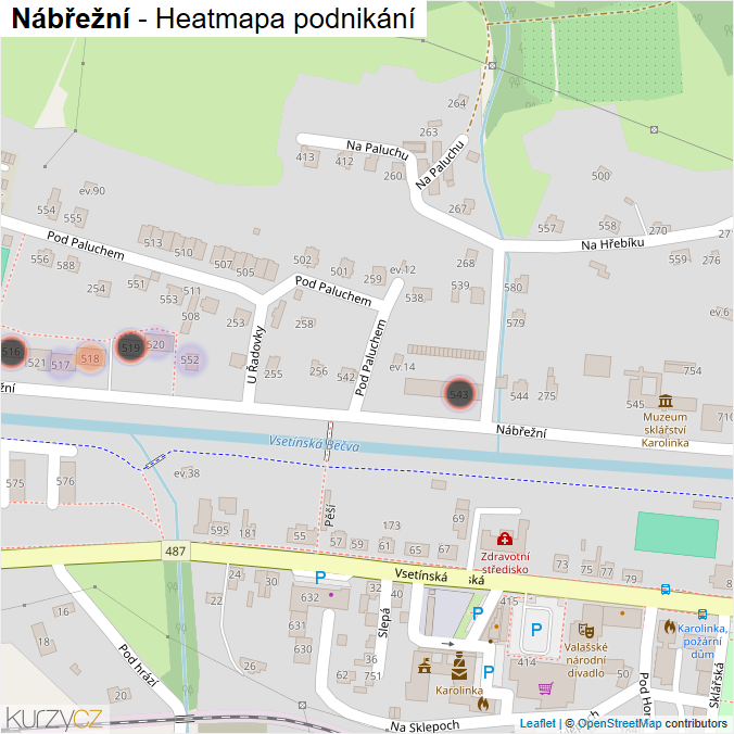 Mapa Nábřežní - Firmy v ulici.