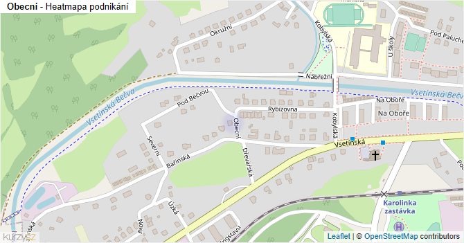 Obecní - mapa podnikání