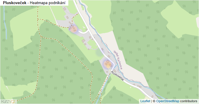 Pluskoveček - mapa podnikání