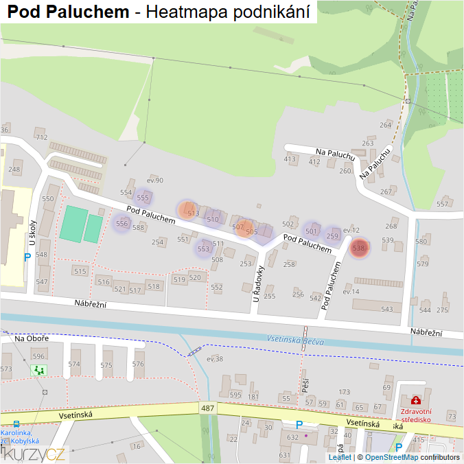 Mapa Pod Paluchem - Firmy v ulici.