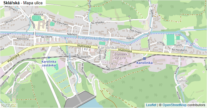Sklářská - mapa ulice
