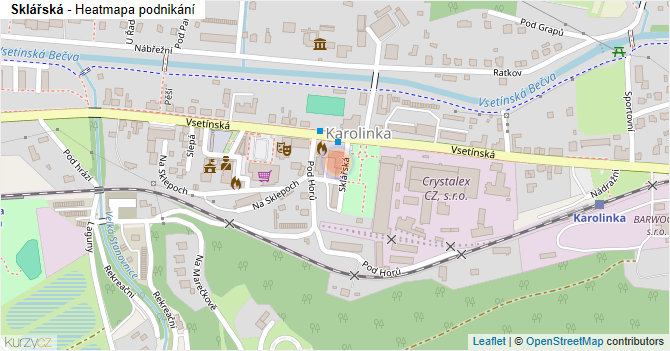 Sklářská - mapa podnikání