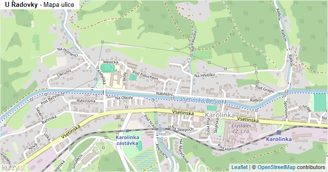 U Řadovky - mapa ulice