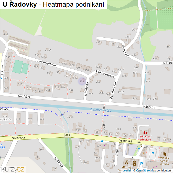 Mapa U Řadovky - Firmy v ulici.