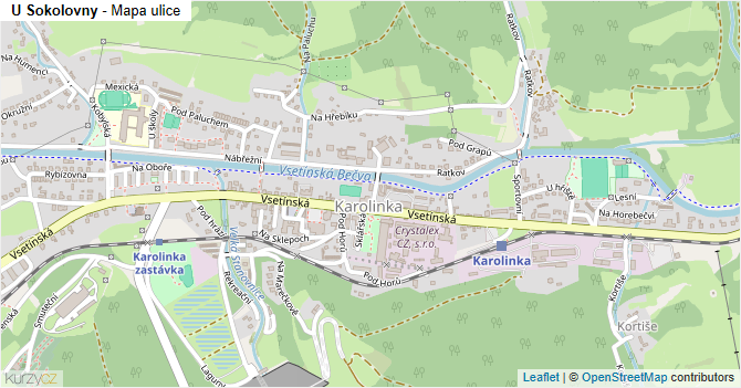 U Sokolovny - mapa ulice