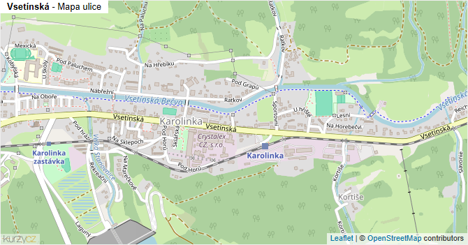 Vsetínská - mapa ulice