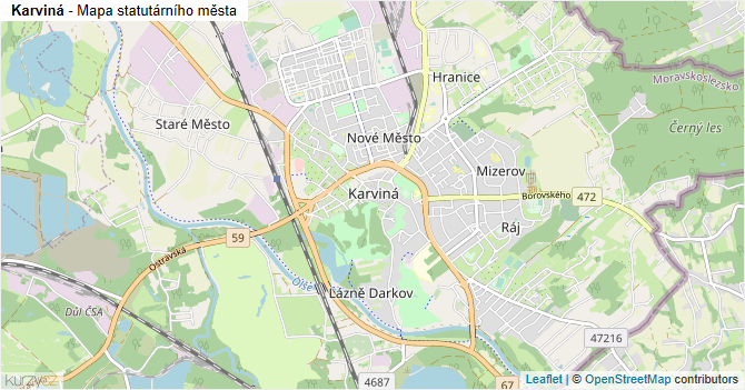 Karviná - mapa statutárního města