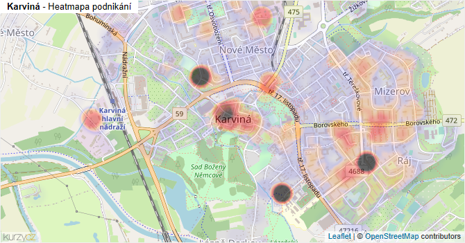 Karviná - mapa podnikání