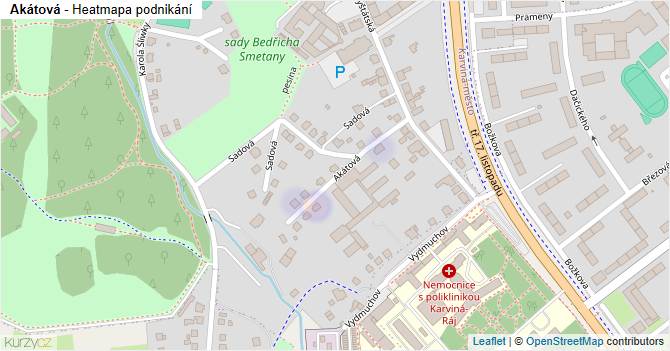 Akátová - mapa podnikání