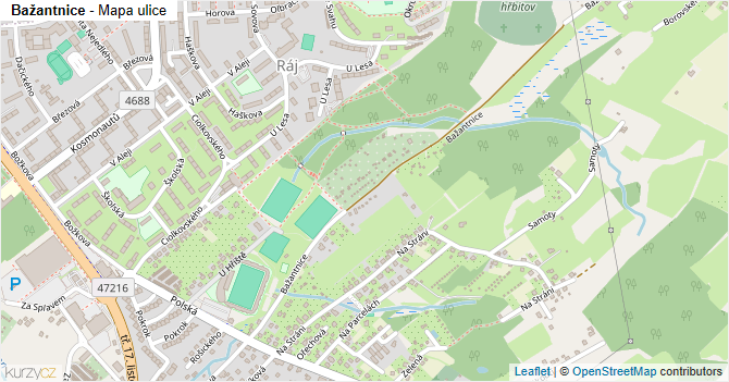 Bažantnice - mapa ulice
