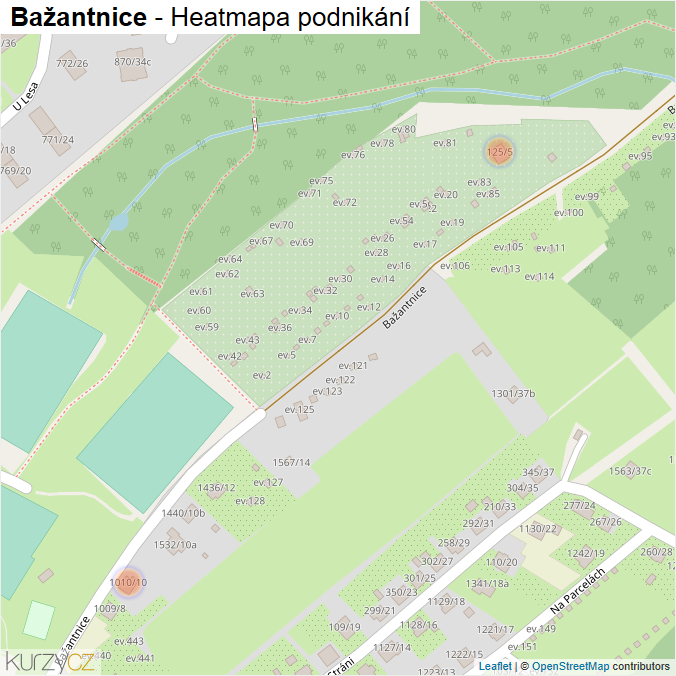 Mapa Bažantnice - Firmy v ulici.