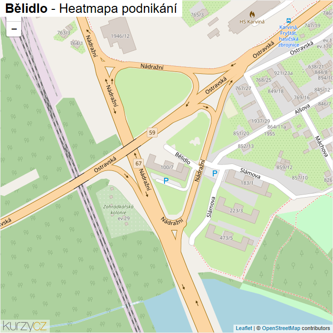 Mapa Bělidlo - Firmy v ulici.