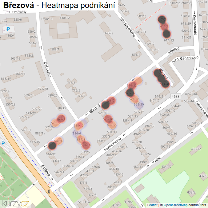 Mapa Březová - Firmy v ulici.