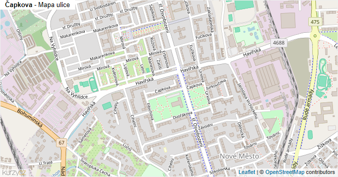Čapkova - mapa ulice
