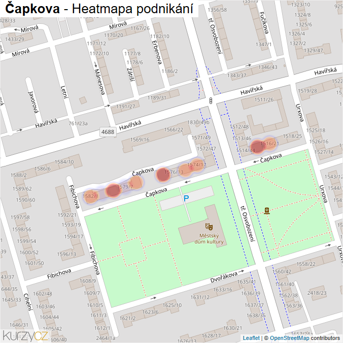 Mapa Čapkova - Firmy v ulici.