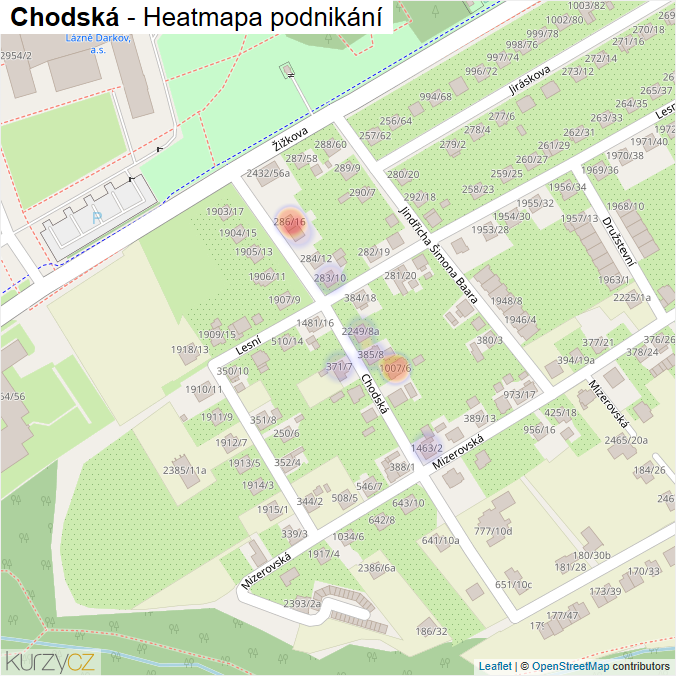 Mapa Chodská - Firmy v ulici.