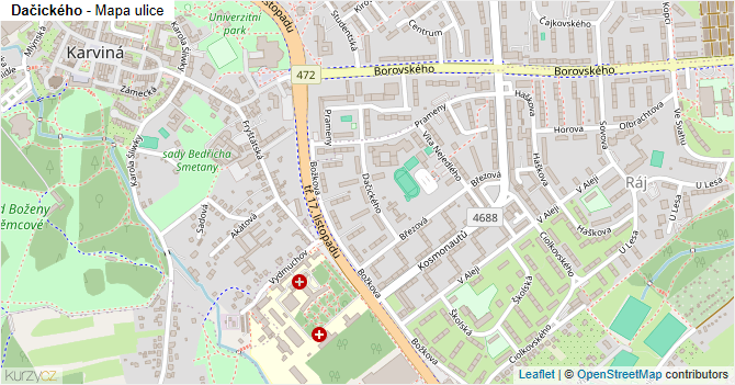 Dačického - mapa ulice