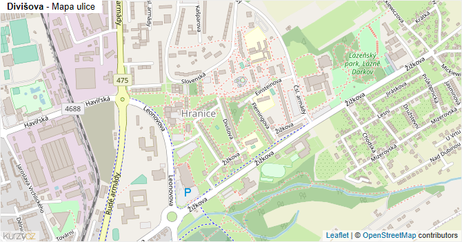 Divišova - mapa ulice