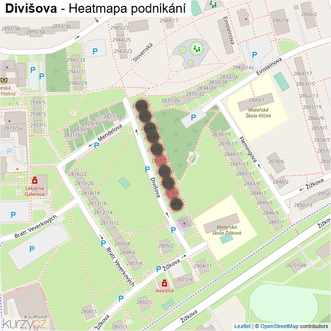 Mapa Divišova - Firmy v ulici.