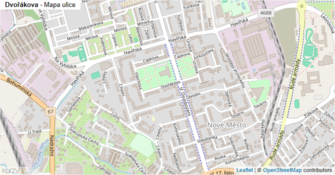 Dvořákova - mapa ulice