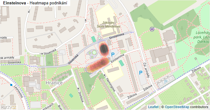 Einsteinova - mapa podnikání