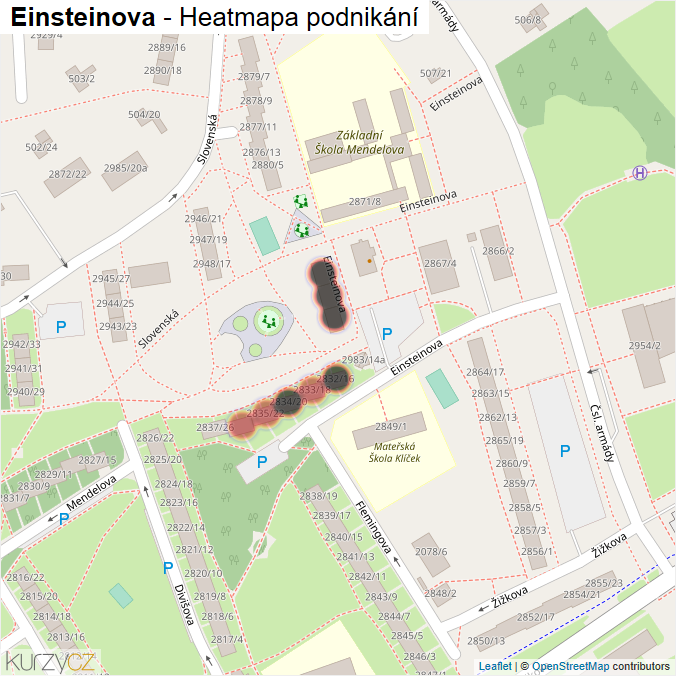 Mapa Einsteinova - Firmy v ulici.