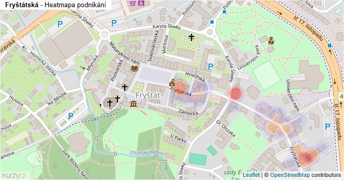 Fryštátská - mapa podnikání