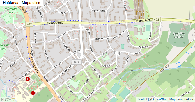 Haškova - mapa ulice