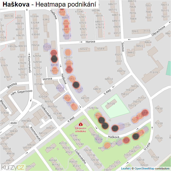 Mapa Haškova - Firmy v ulici.