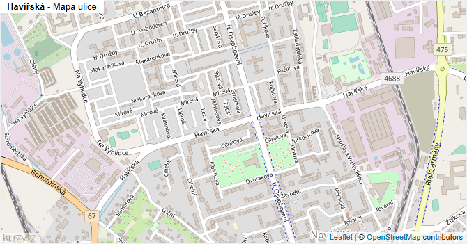 Havířská - mapa ulice