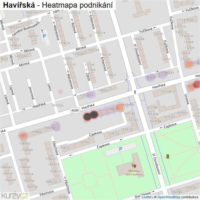 Mapa Havířská - Firmy v ulici.