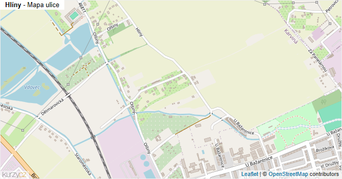 Hlíny - mapa ulice