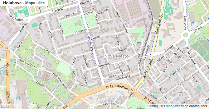 Holubova - mapa ulice