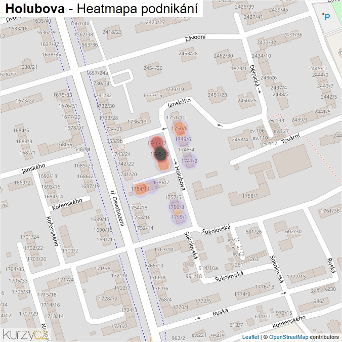 Mapa Holubova - Firmy v ulici.