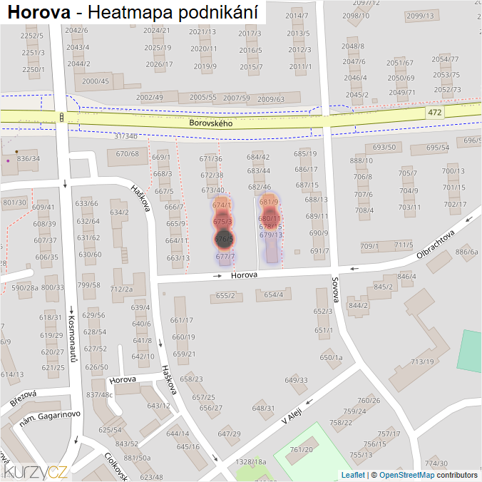 Mapa Horova - Firmy v ulici.