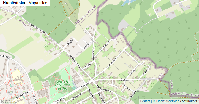 Hraničářská - mapa ulice