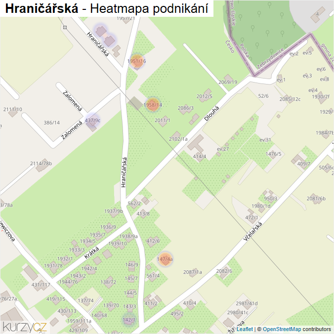 Mapa Hraničářská - Firmy v ulici.