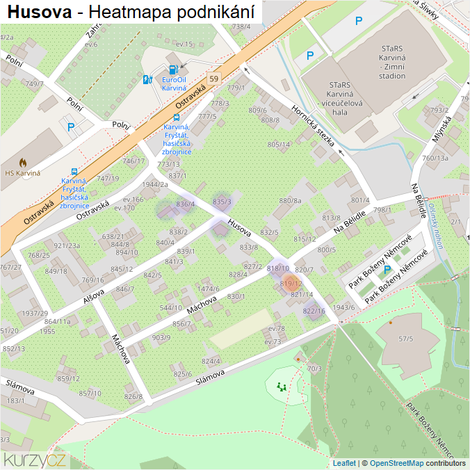 Mapa Husova - Firmy v ulici.