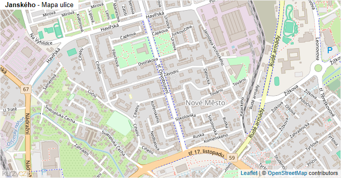 Janského - mapa ulice
