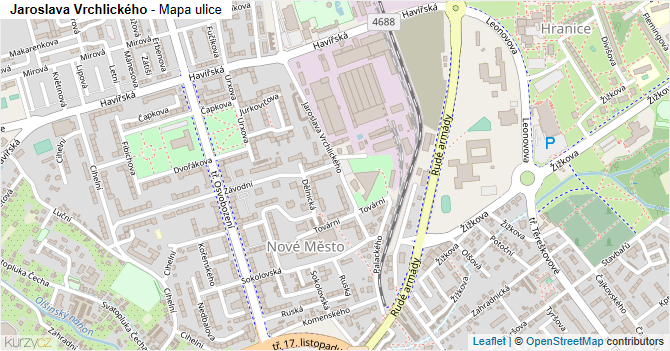 Jaroslava Vrchlického - mapa ulice