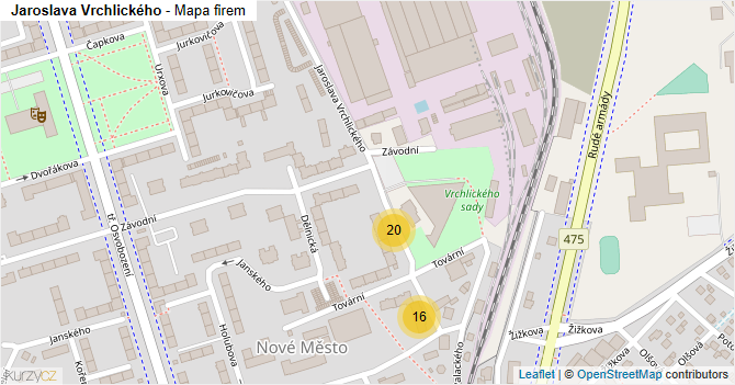 Jaroslava Vrchlického - mapa firem