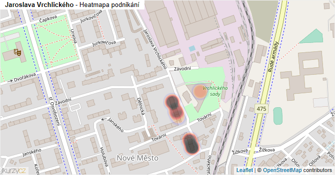 Jaroslava Vrchlického - mapa podnikání