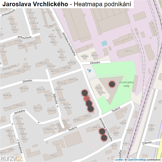 Mapa Jaroslava Vrchlického - Firmy v ulici.