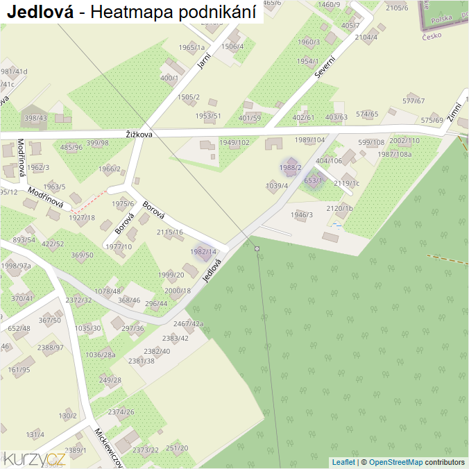 Mapa Jedlová - Firmy v ulici.
